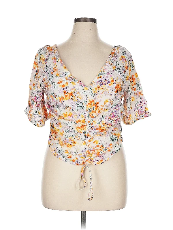 Short Sleeve Blouse Floral Chiffon Blouse