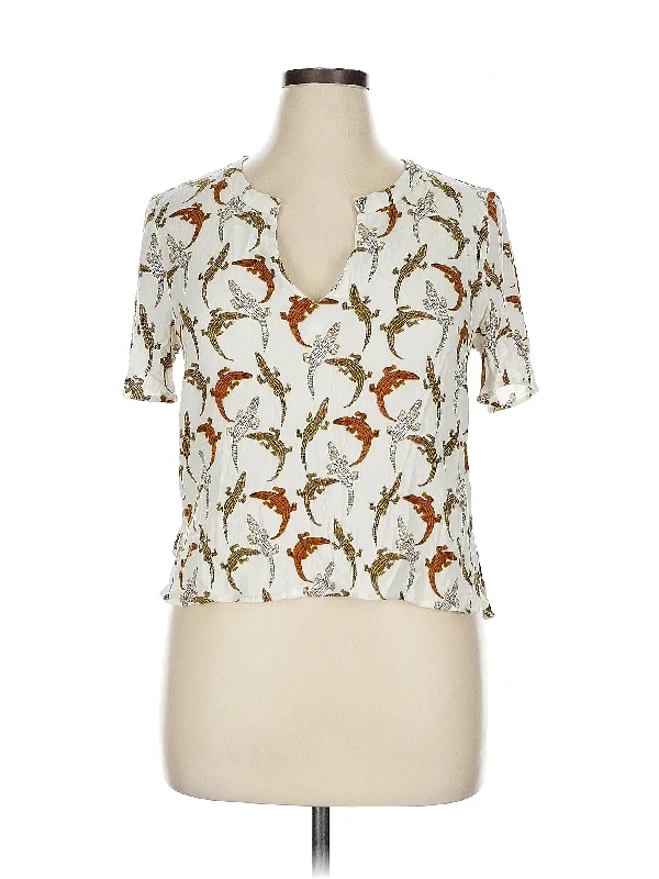 Short Sleeve Blouse Satin Drape Blouse