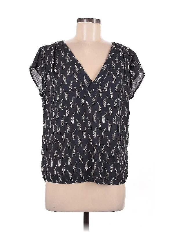 Short Sleeve Blouse Satin Drape Blouse