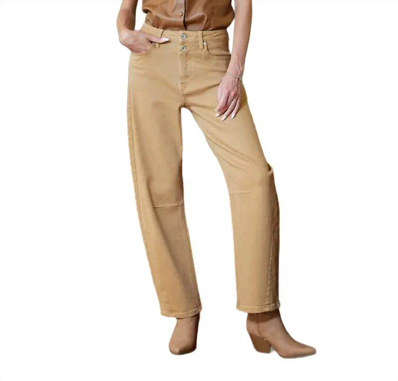 Skylar High Rise Slouchy Denim Jeans In Sand Stylish High-Waist Jeans