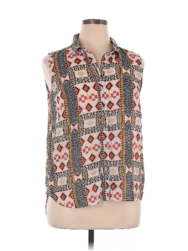 Sleeveless Blouse Embellished Collar Blouse
