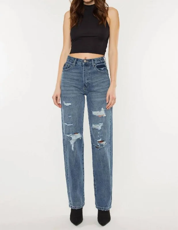 Stephanie Ultra High Rise 90's Boyfriend Jeans In Medium Stone Wash Trendy Pleated Waist Jeans Stephanie Ultra High Rise 90's Boyfriend Jeans In Medium Stone Wash Trendy Pleated Waist Jeans