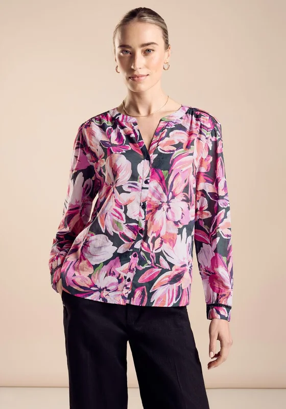 Street One Floral Blouse, Magnolia Pink Flowy Bohemian Blouse