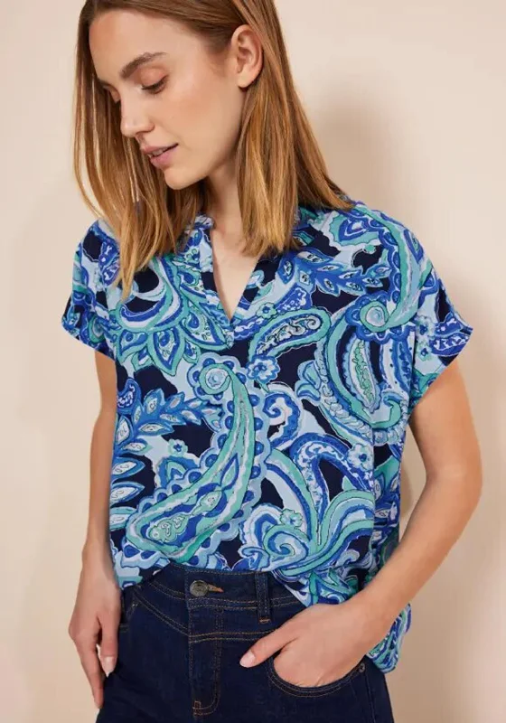 Street One Paisley Print Blouse, Intense Aqua Lightweight Chiffon Blouse
