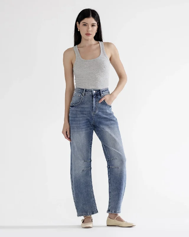 Super High Rise Barrel Leg Jeans Trendy Classic Fit Jeans