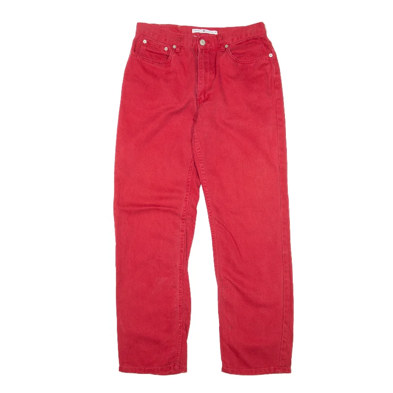 TOMMY HILFIGER Jeans Red Denim Regular Straight Womens W28 L29 Comfortable Zip-Fly Denim Jeans TOMMY HILFIGER Jeans Red Denim Regular Straight Womens W28 L29 Comfortable Zip-Fly Denim Jeans