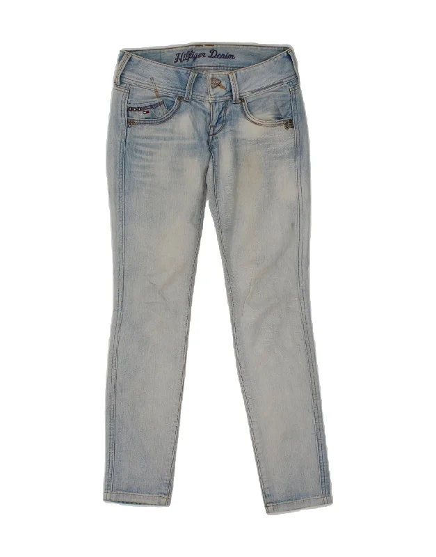 TOMMY HILFIGER Womens Low Waist Skinny Jeans W25 L32 Blue Cotton Comfortable Flare Leg Jeans