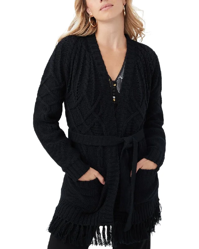 Trina Turk Bourdele Wool Sweater Front Pockets Side Pockets Patch Pockets