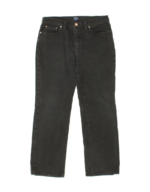 TRUSSARDI Womens Straight Jeans W30 L28 Black Cotton Trendy Low-Rise Bootcut Jeans
