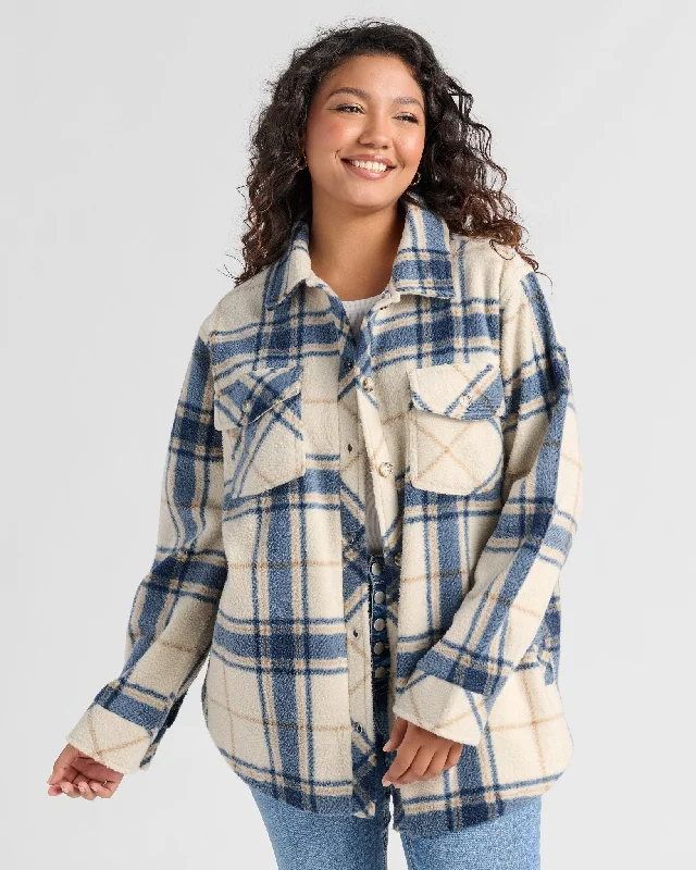 Plus Size Tullis Polar Fleece Shacket Mandarin Collar Blouse