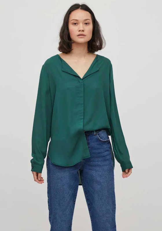 Vila Lucy Lightweight Blouse, Pineneedle Ruffled Neck Blouse