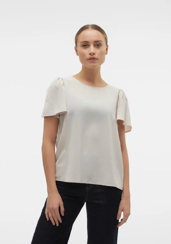 Vero Moda Alva Floaty Sleeve Blouse, Silver Lining Frilled Cuff Blouse