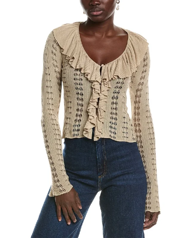 WeWoreWhat Ruffle Sweater Toggled Drawstring Belted