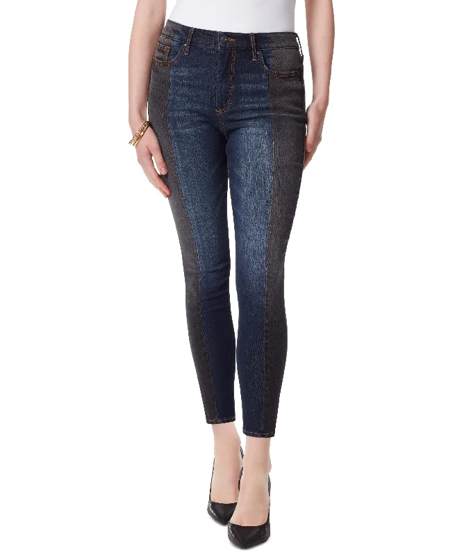 Women's Adored Two-Tone Skinny Jeans Trendy Wide-Legged High-Waist Jeans