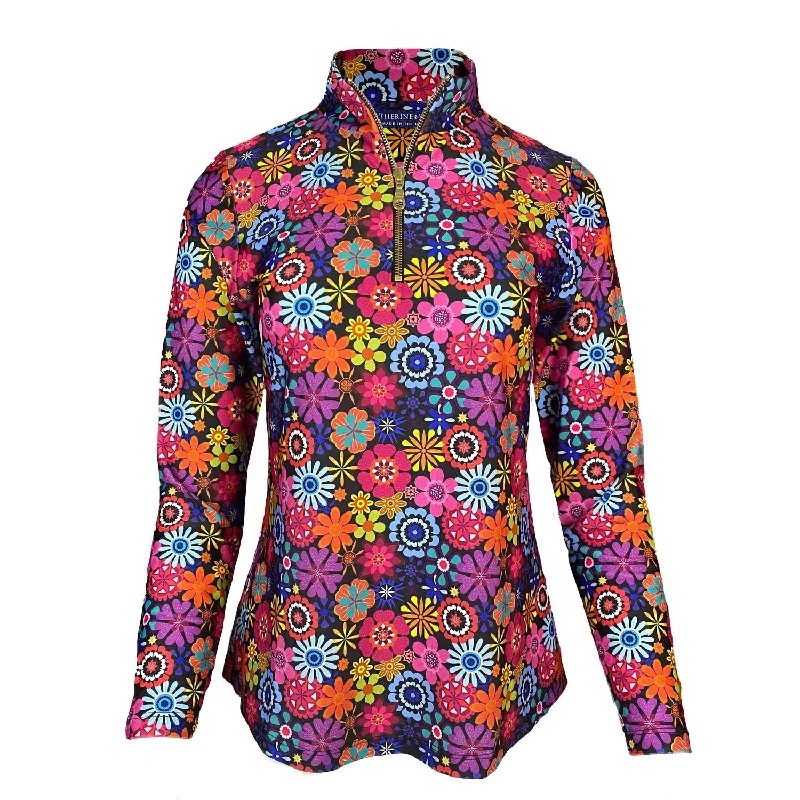 Women's Anna Maria Pullover Sweater In Bold Blossoms Open Front Closed Front Wrap Front