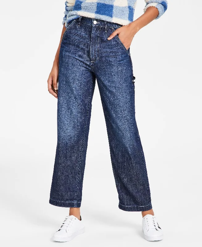 Women's Cotton Carpenter Jeans Trendy Bootcut High-Waisted Jeans