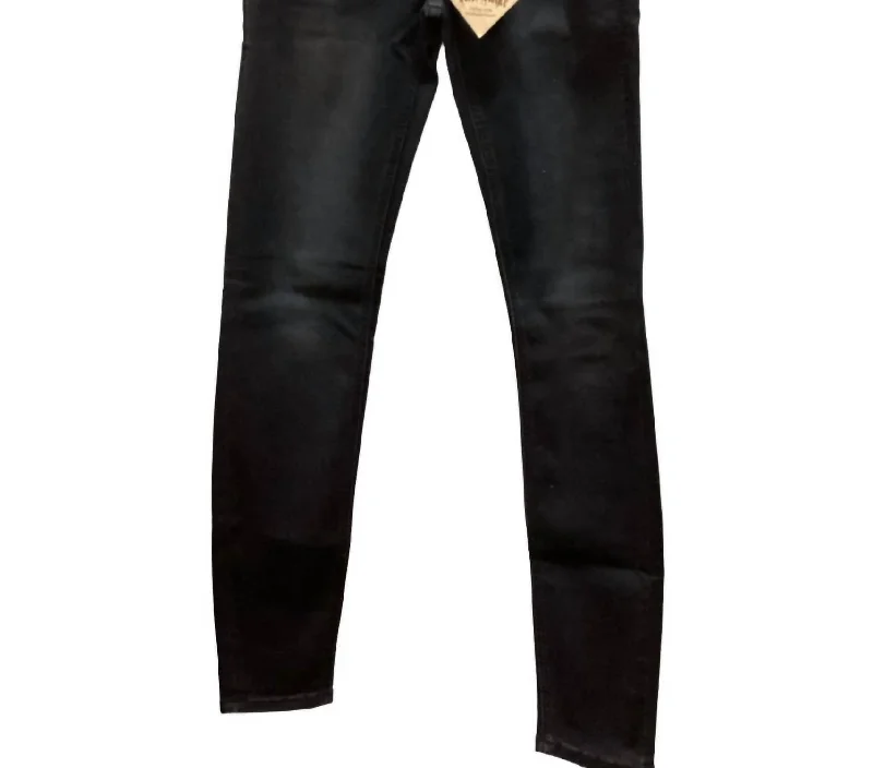 Women's Skinny Jean In Washed Black Casual Wide-Legged Denim Jeans