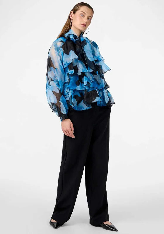Y.A.S Romina Ruffle Bow Blouse, Methyl Blue Everyday Stylish Blouse