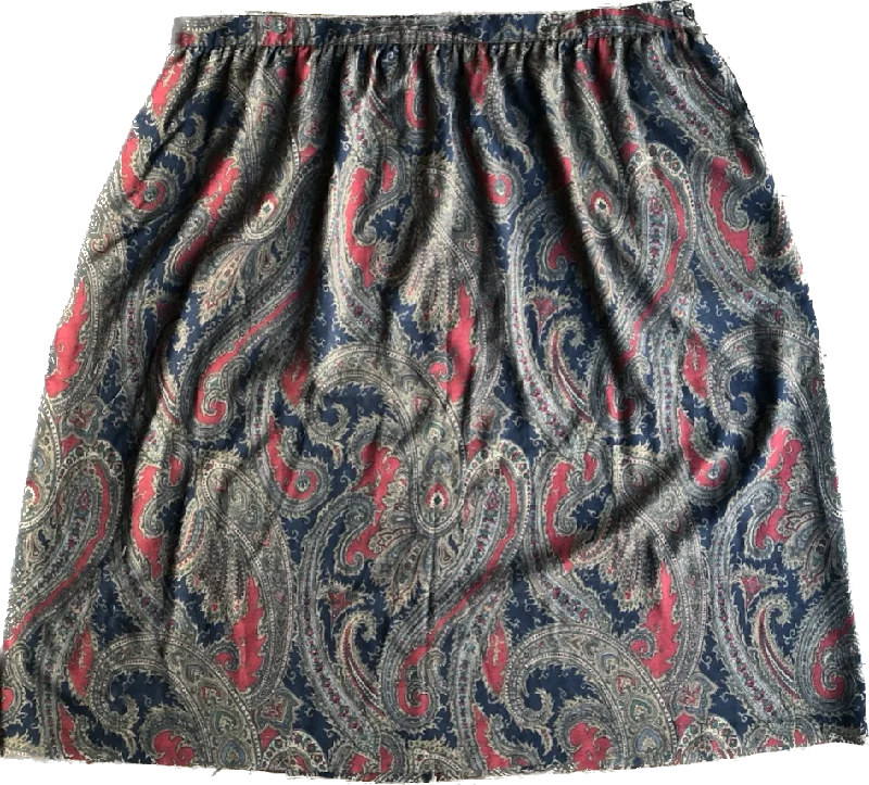 90s Alfred Dunner Navy/Rd/Gold Paisley Skirt    w43 breathable skirt fabric