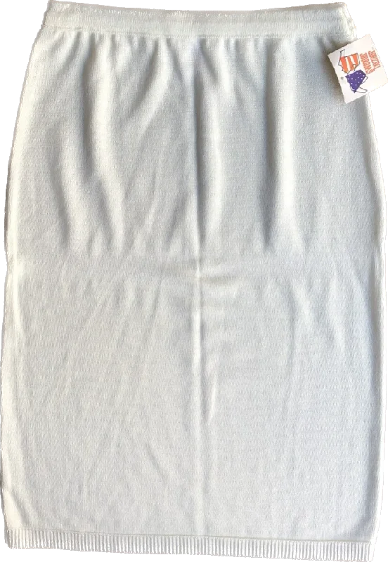 80s NOS Sweater Bazaar White Knit Skirt  w28-30 cashmere skirt rich