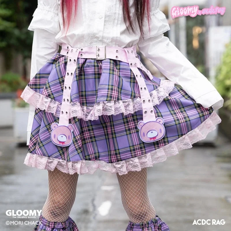 ACDC RAG & Gloomy Bear pastel belt skirt leather skirt sleek