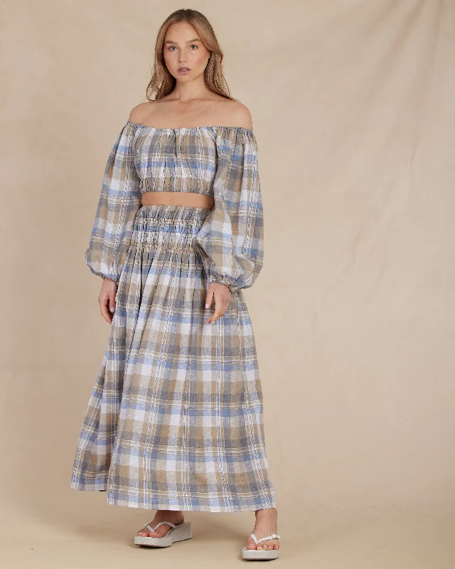 Allegra Linen Plaid Skirt wool skirt thick