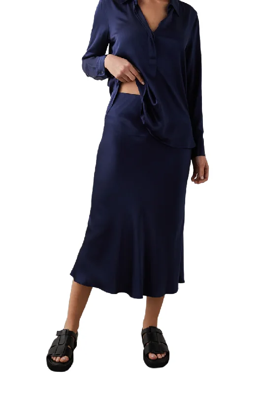 Anya Skirt - Navy linen skirt natural