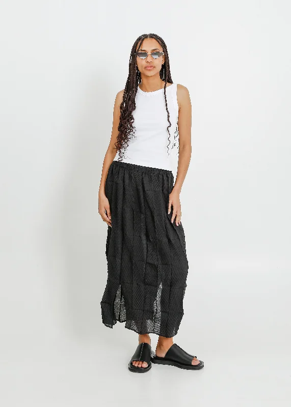 ARBOR PLEAT SKIRT / BLACK leather skirt refined