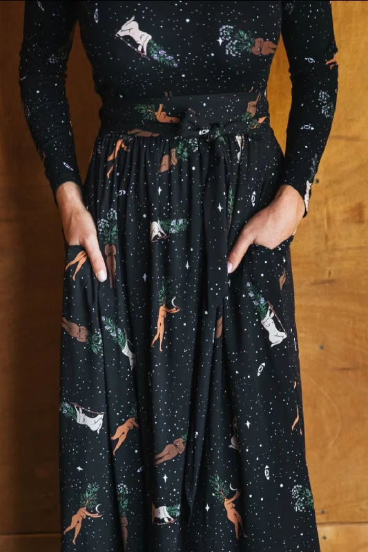 Maxi Wrap Skirt in Protection Spell zip skirt side
