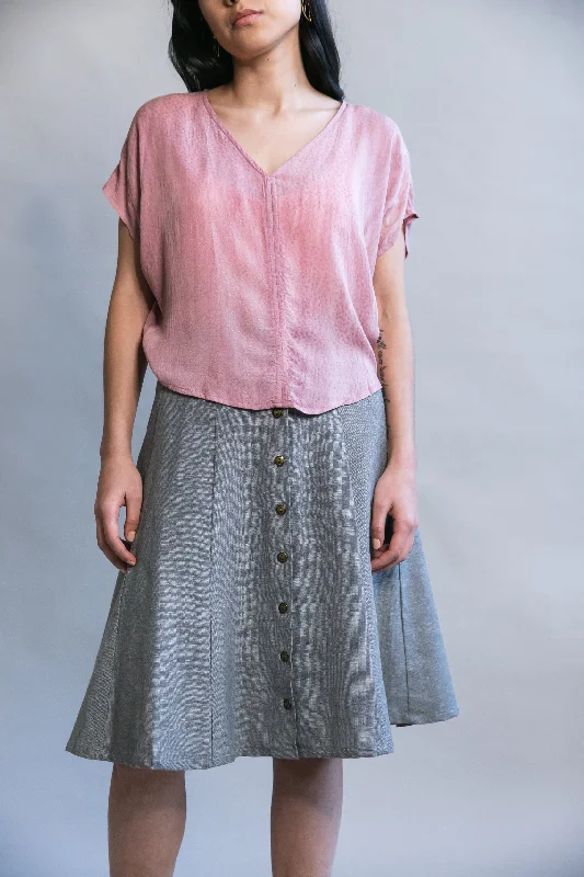Bae Skirt in Taupe Linen pleated skirt texture