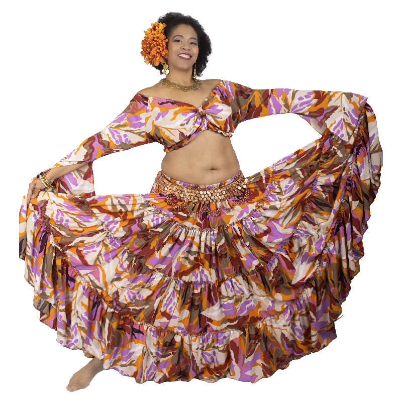 Belly Dance 25 Yard Skirt with Top & Coined Belt silk skirt lustrous