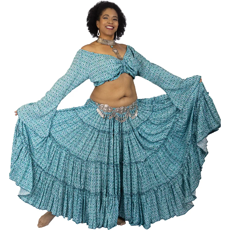 Belly Dance 25yrd Skirt, Top & Coined Belt Costume Set denim skirt casual