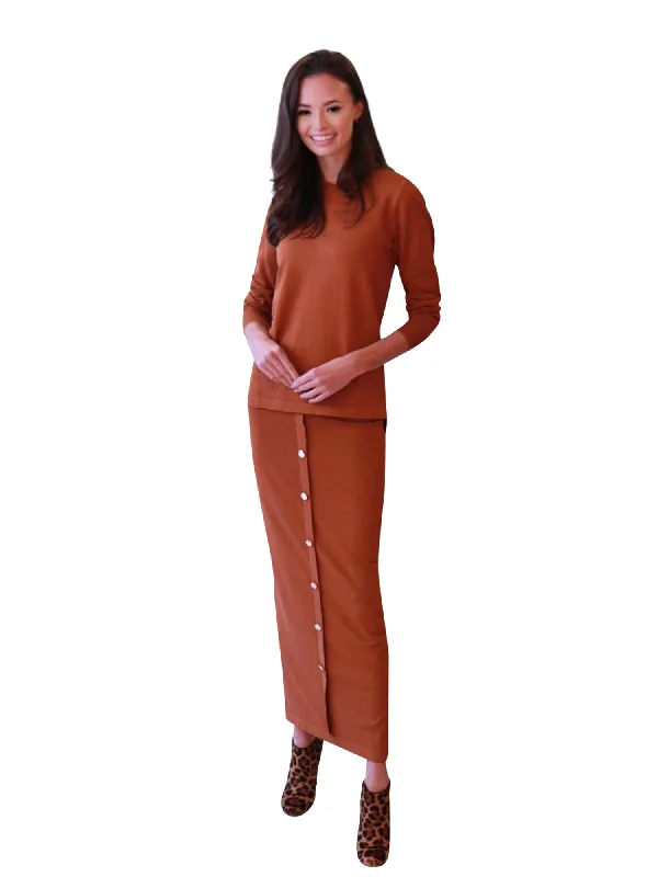 Byrd Lulu Gold Button Skirt corduroy skirt cozy