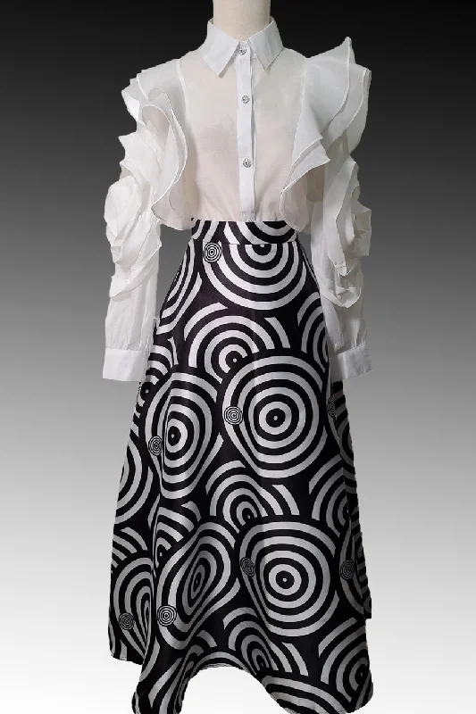 C3163 SKIRT (WHT, YELLOW) (S, M, XXXL) elastic waist skirt