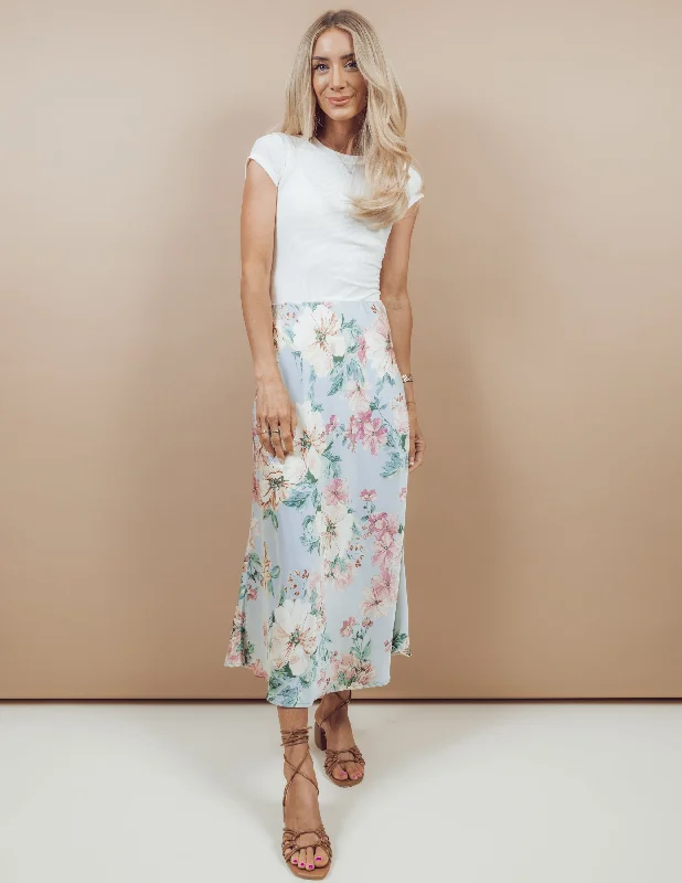 Calista Floral Midi Skirt silk skirt elegant