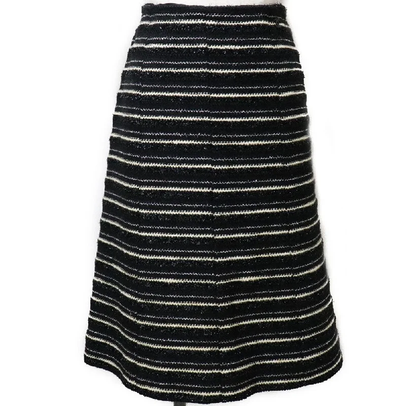 Chanel Tweed Flare Skirt Black denim skirt durable