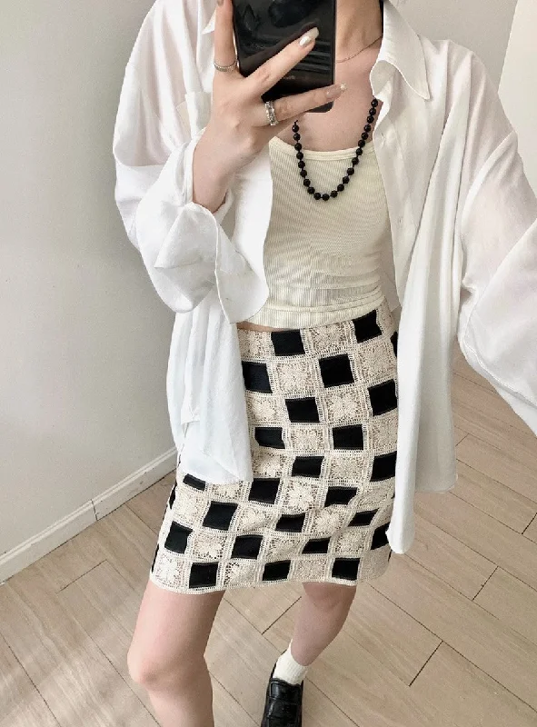 Checkered Skirt (ready stock in XS&S) elastic waist skirt
