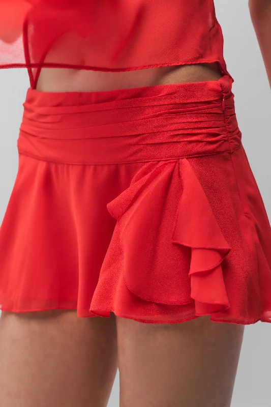Chiffon Slit Mini Skirt patchwork skirt art