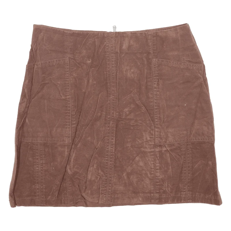 COLLECTION PIMKIE Faux Suede Womens Straight Skirt Brown Short Viscose UK 8 leather skirt sleek