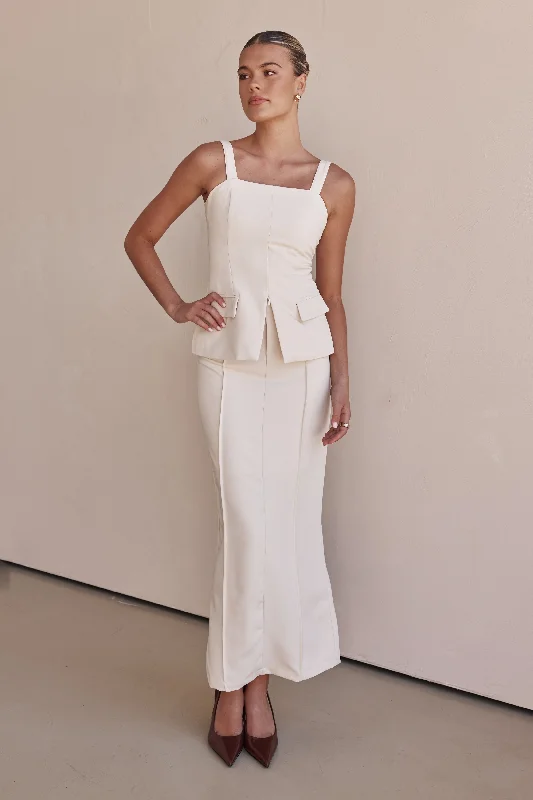 Daine Maxi Skirt (Cream) corduroy skirt cozy