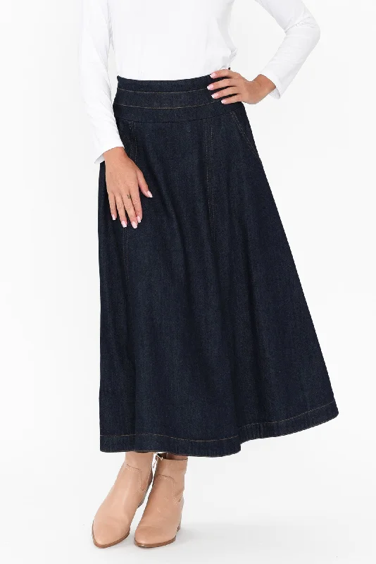 Dakota Dark Denim Skirt cashmere skirt fine