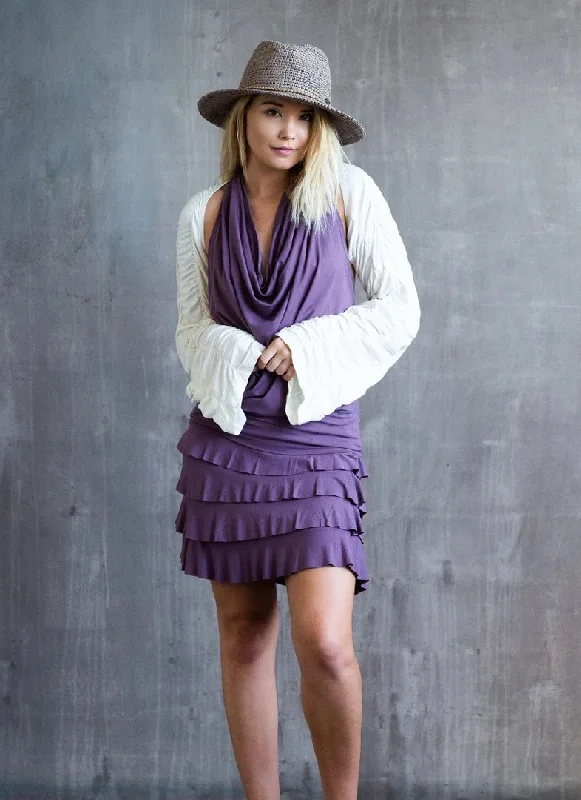 Darlene Ruffle Mini Skirt in Amethyst athletic skirt fit