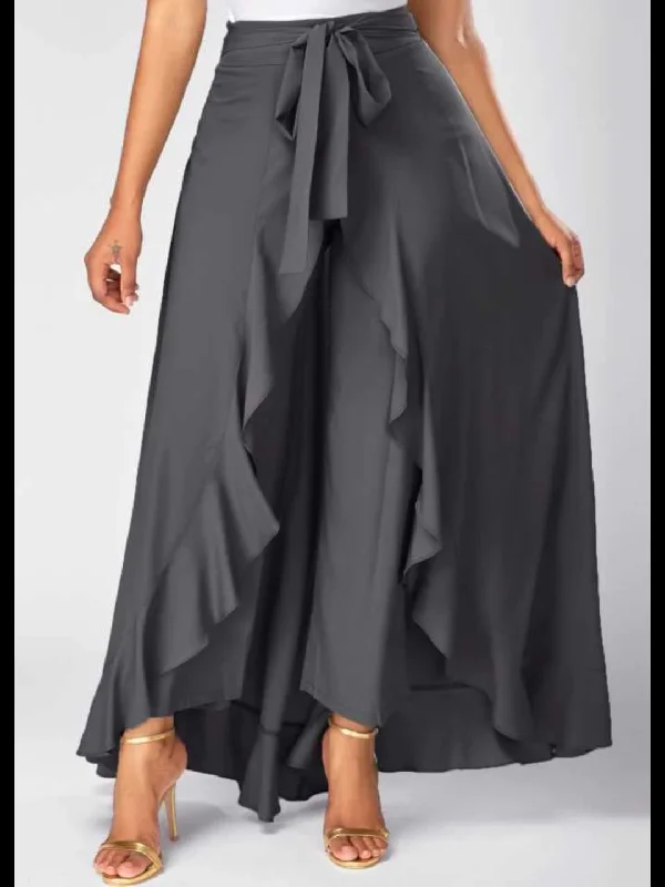 TANDUL  Women Solid Flared Grey Skirt velvet skirt rich