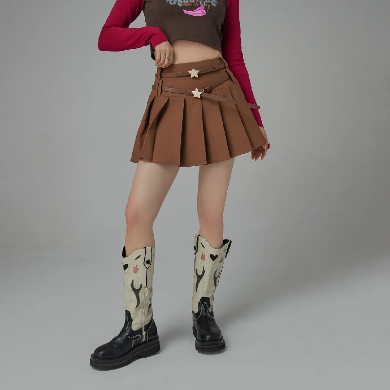 Pretty Darling A-Line Pleated Skirt cashmere skirt soft