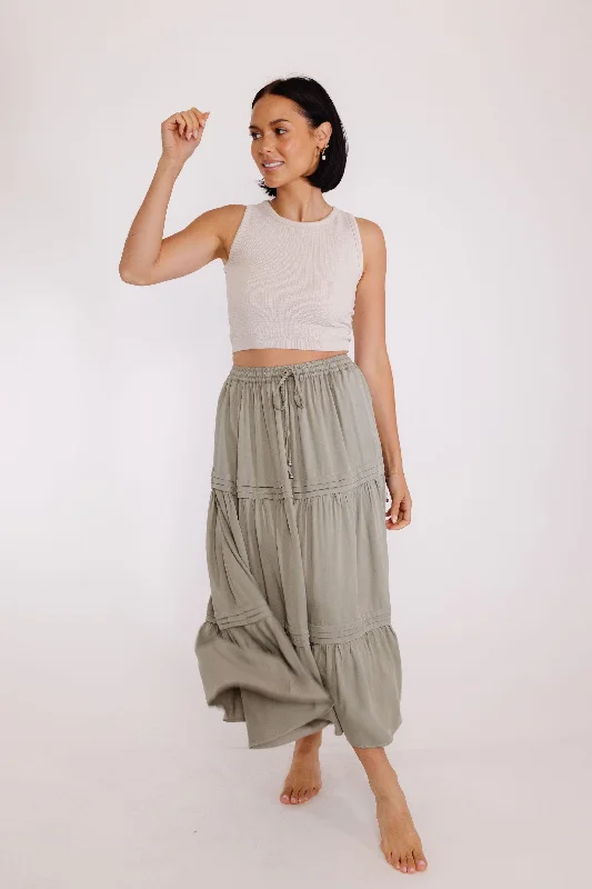 Easy Breezy Skirt in Olive chiffon skirt lightweight