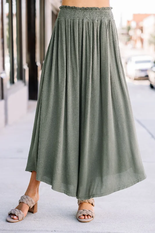 Everything You Do Olive Green Maxi Skirt leather skirt modern