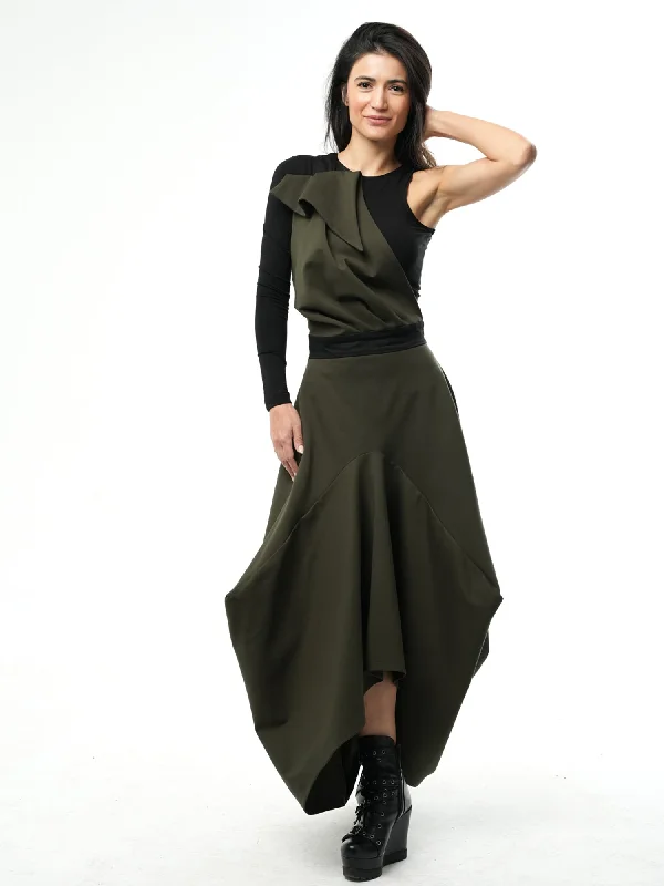 Extravagant Pinafore Skirt In Khaki slim fit skirt