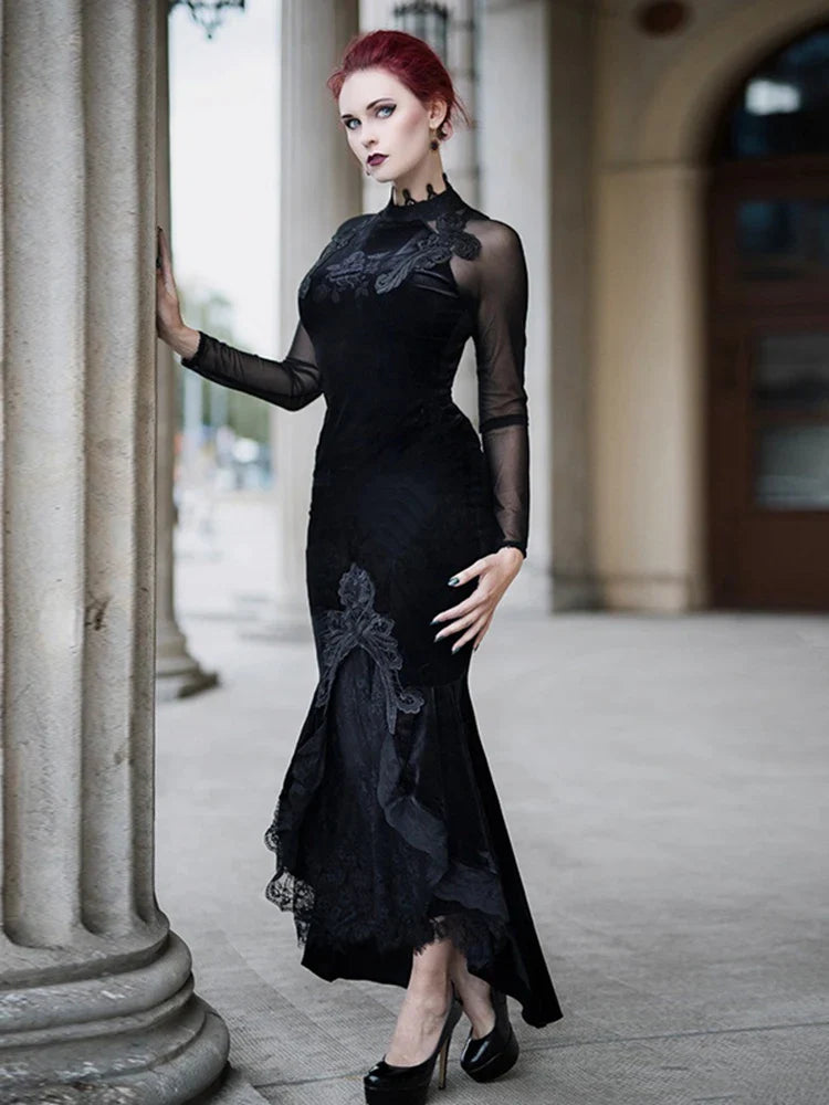 Mall Goth High Waist Ruffle Fishtail Half Women Slim Fold Elastic Wrapped Hip Sweet Skirt velvet skirt plush