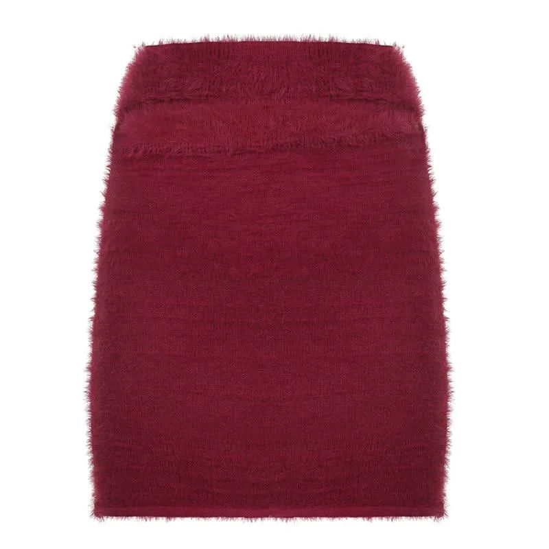 Fluffy solid hollow out cut out mini skirt pleated skirt texture