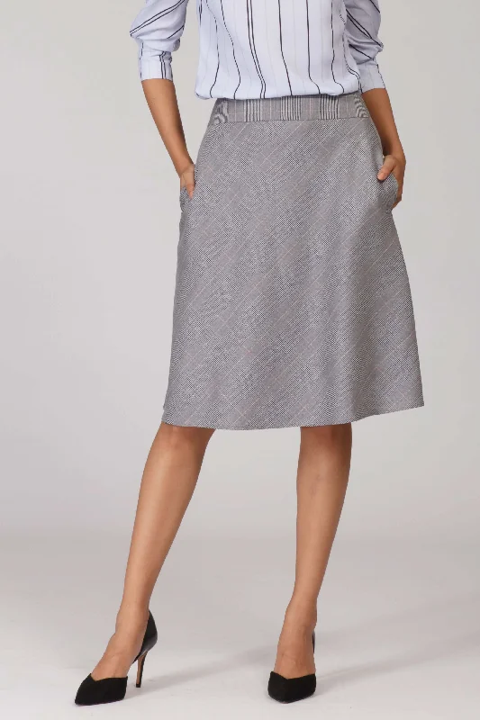 Glen Plaid A line Flowy Skirt linen skirt natural